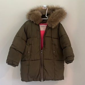Zara Army Green Puffer Coat Toddler size 2/3